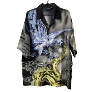 Vintage Aldinova XXL Hawaiian Style Shirt, Eagle vs Snake Design